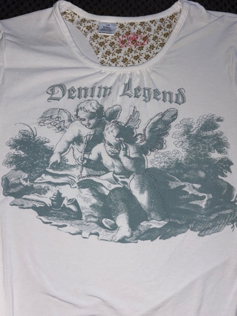 Denim Legend Vintage Y2K Angel Cherub Graphic Top
